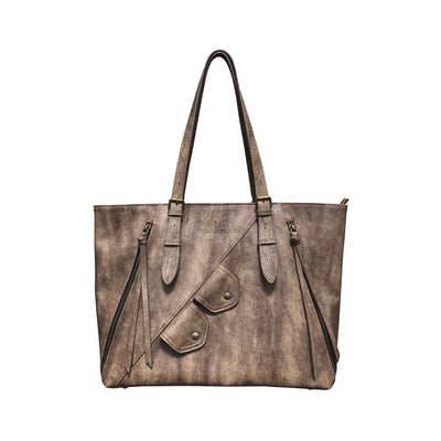 brown distressed tote
