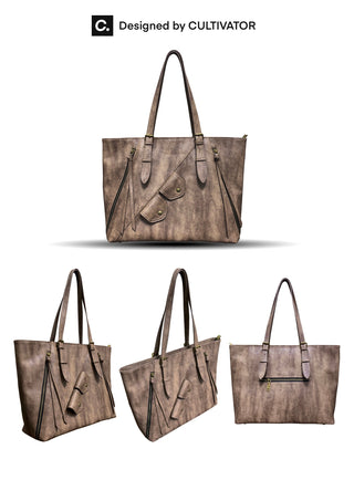brown distressed tote