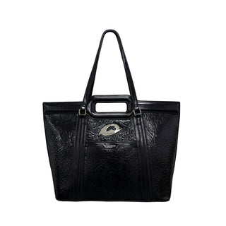 black pleated tote