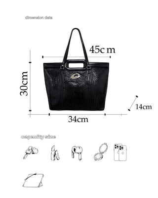 black pleated tote