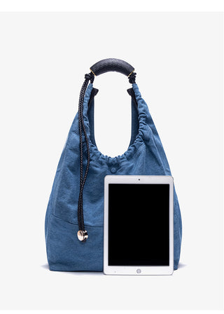 denim woven tote