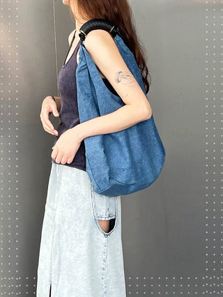 denim woven tote