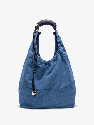 denim woven tote