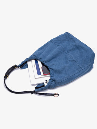 denim woven tote