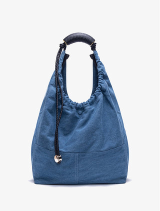 denim woven tote