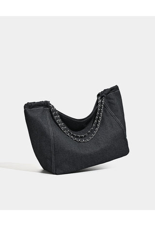 denim chain tote