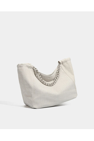 denim chain tote