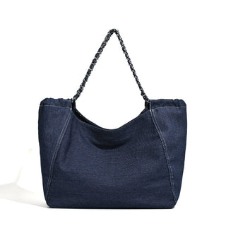 denim chain tote
