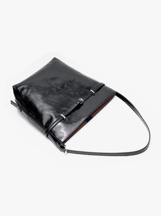 black bucket bag