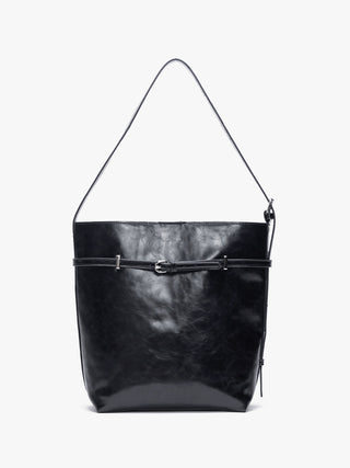black bucket bag