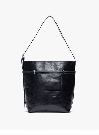 black bucket bag