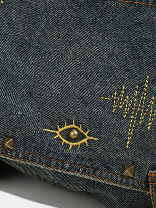 washed denim tote
