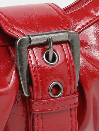 Y2K red eather Shoulder bag