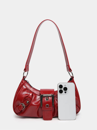 Y2K red eather Shoulder bag