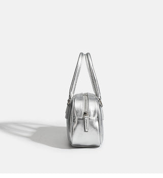 Shiny leather shoulder-length bag