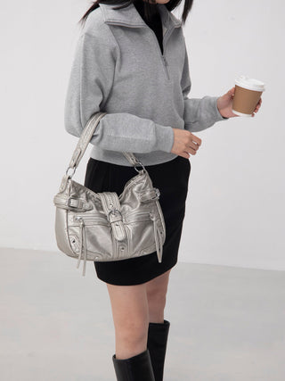 silver motorcycle bag