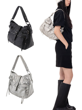 silver motorcycle bag