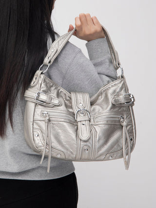 silver motorcycle bag