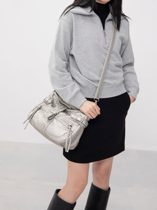 silver motorcycle bag