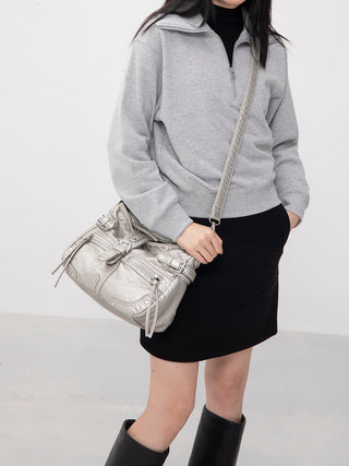 silver motorcycle bag