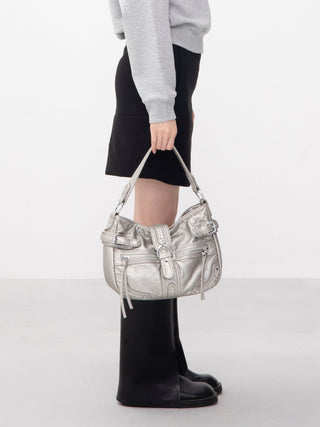 silver motorcycle bag