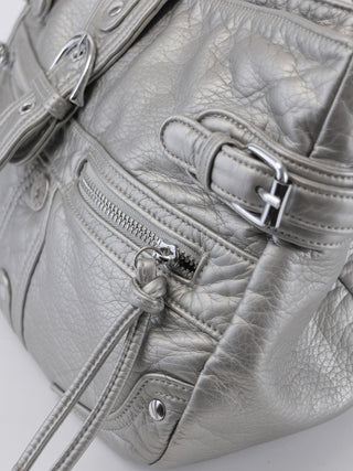 silver motorcycle bag