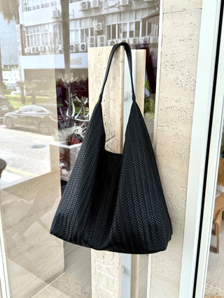 woven leather tote