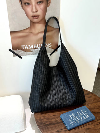woven leather tote