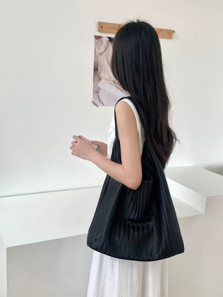 woven leather tote
