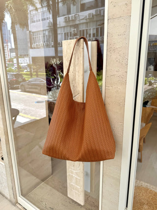woven leather tote