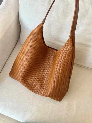 woven leather tote