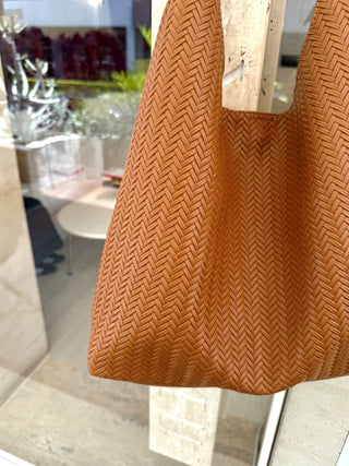 woven leather tote