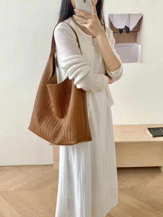 woven leather tote
