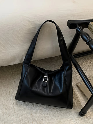 black leather handbag