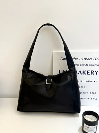 black leather handbag