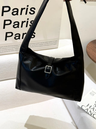 black leather handbag