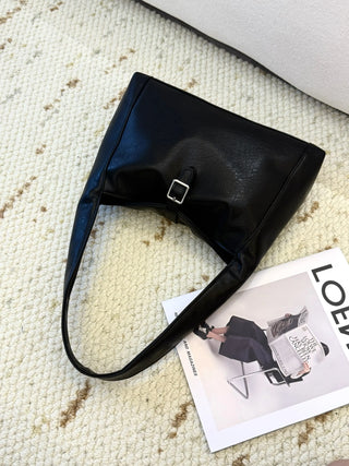 black leather handbag