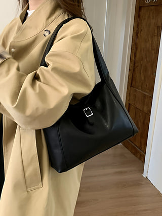 black leather handbag