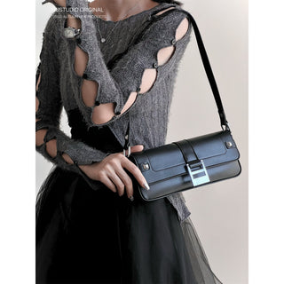 Dark Metallic Baguette Bag