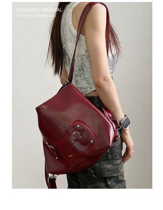 Soft Leather Tote Backpack