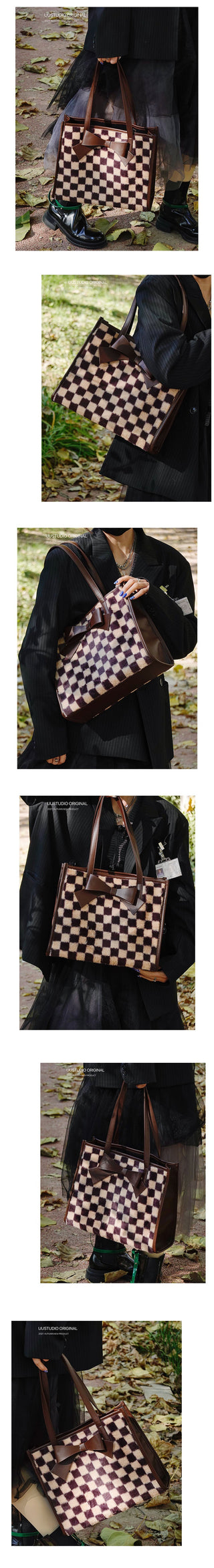 Plaid Bow Tote Bag