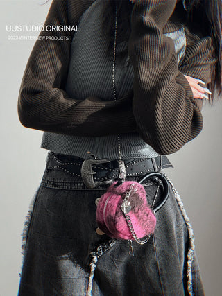 Wool Plaid Chain Bag