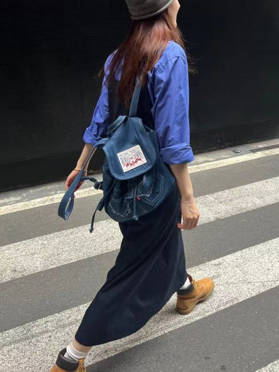 jeans patch backpack