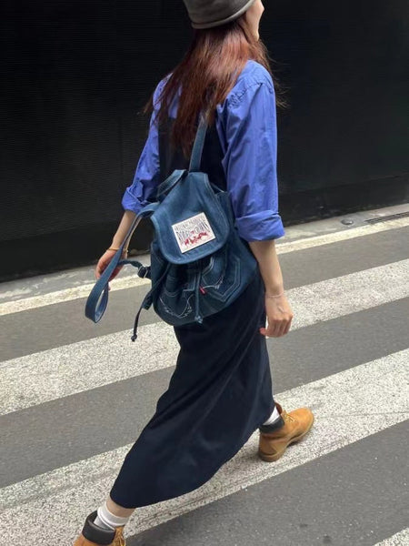 jeans patch backpack