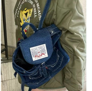 jeans patch backpack