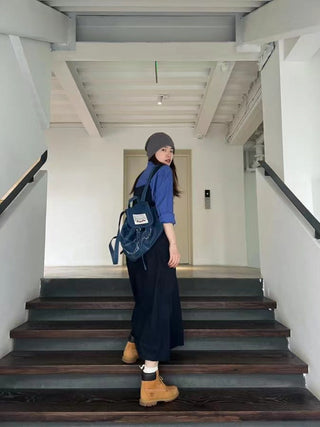 jeans patch backpack