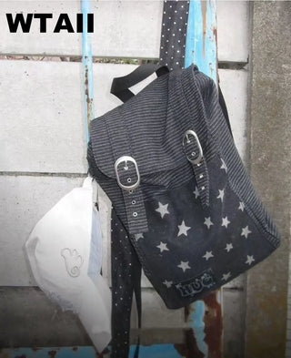 dots denim backpack