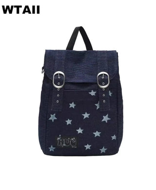 dots denim backpack