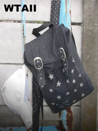 dots denim backpack