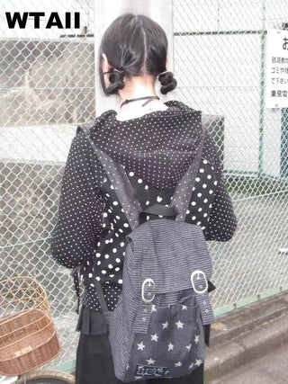 dots denim backpack